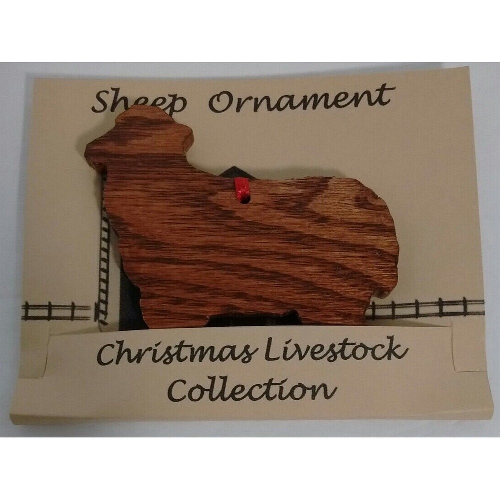 Solid Oak Wooden Sheep‎ Ornament